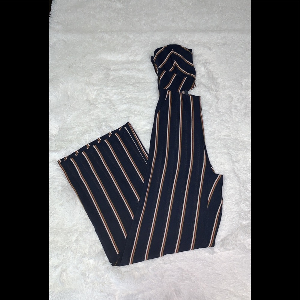 Miami hot spot striped jumpsuit- Navy